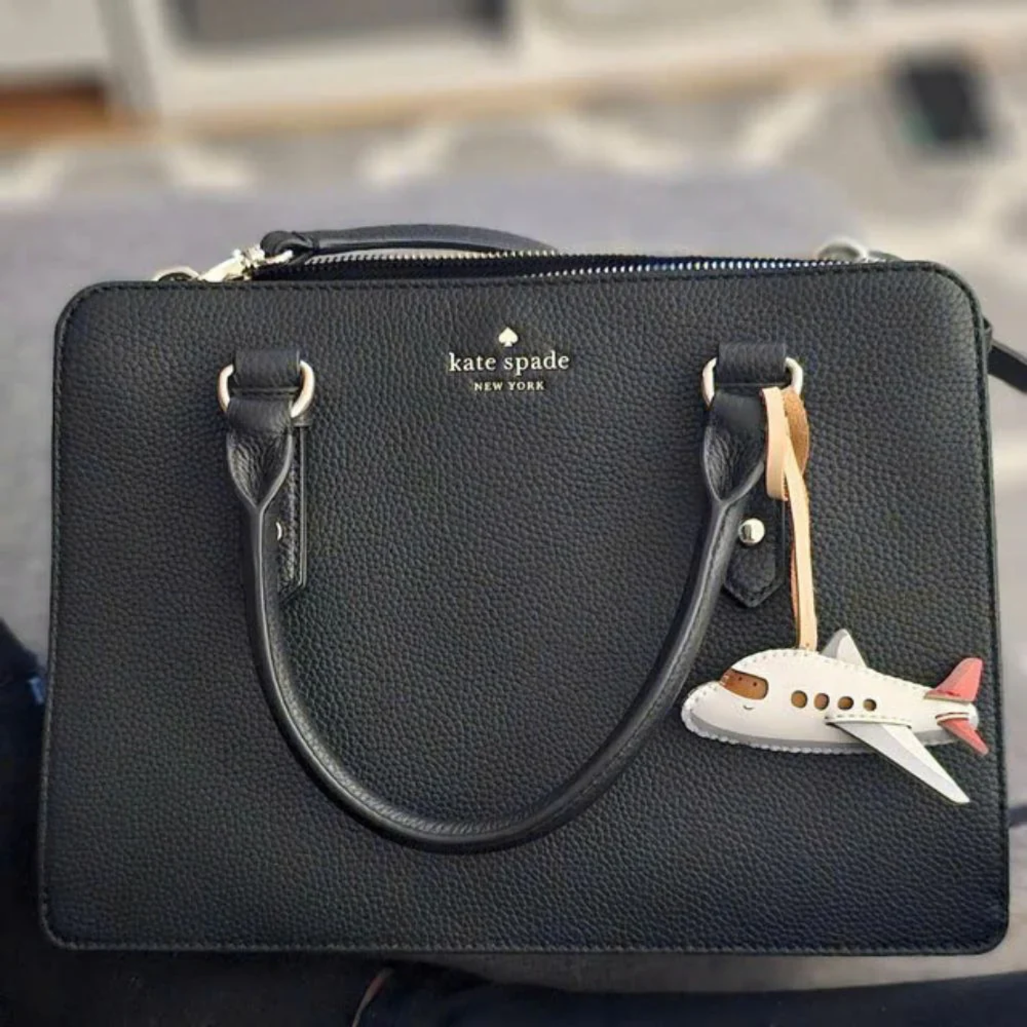 Handmade Leather Airplane Bag Charm