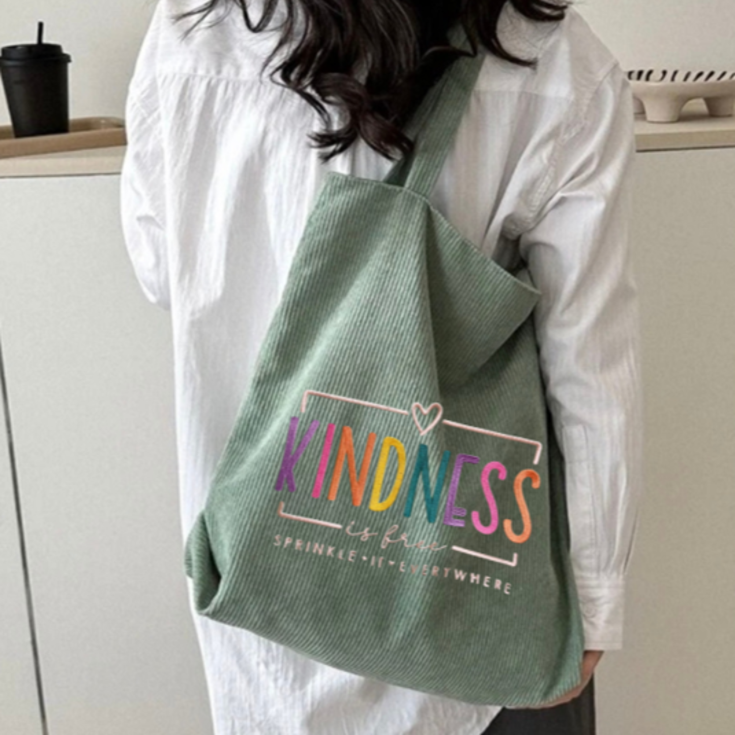 "Kindness is Free" Embroidered Tote Bag