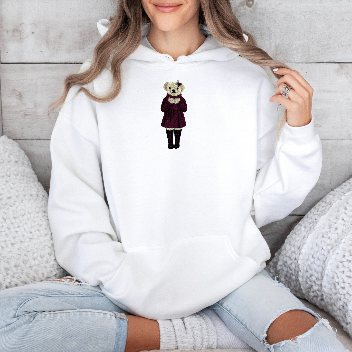 Qatar Heritage Girl Bear - Unisex Embroidered Hoodie