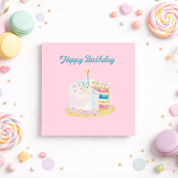 Rainbow Layer Cake Birthday Greeting Card