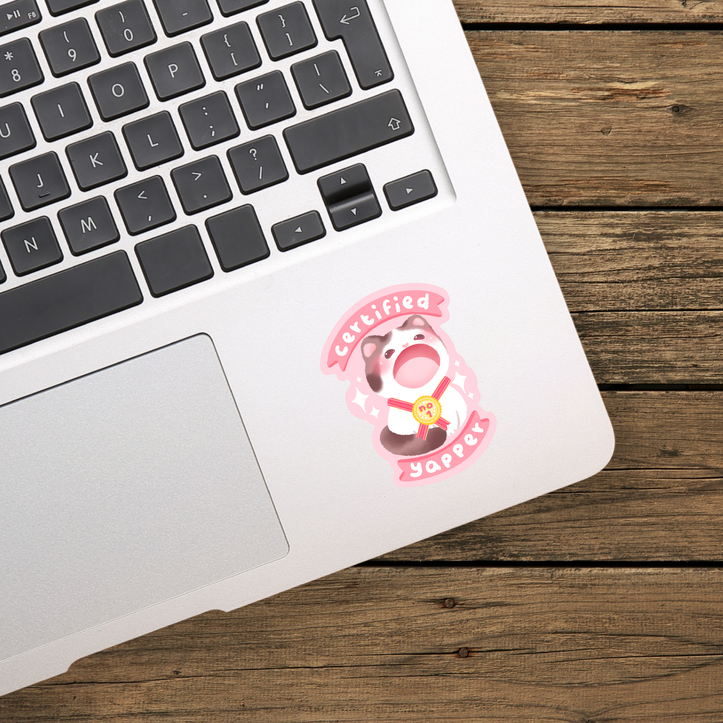 Kawaii "Certified Yapper" Cat Vinyl Sticker