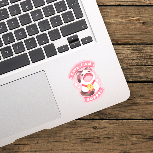 Kawaii "Certified Yapper" Cat Vinyl Sticker