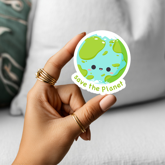 Kawaii Save the Planet Earth Vinyl Sticker